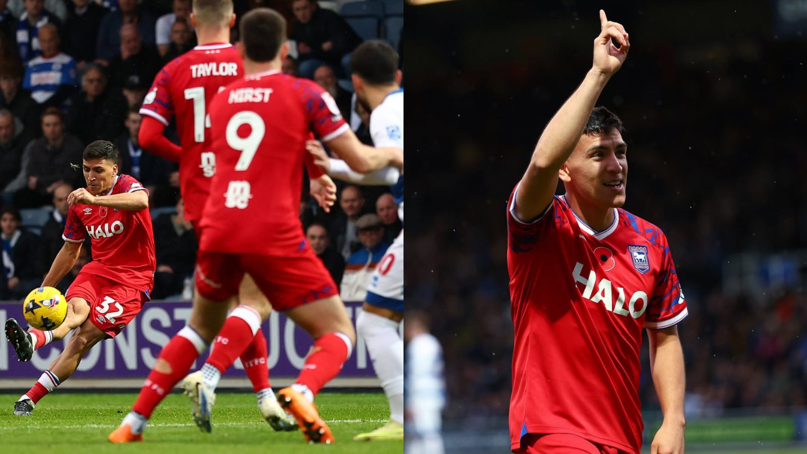 Marcelino Núñez anotando un gol de tiro libre