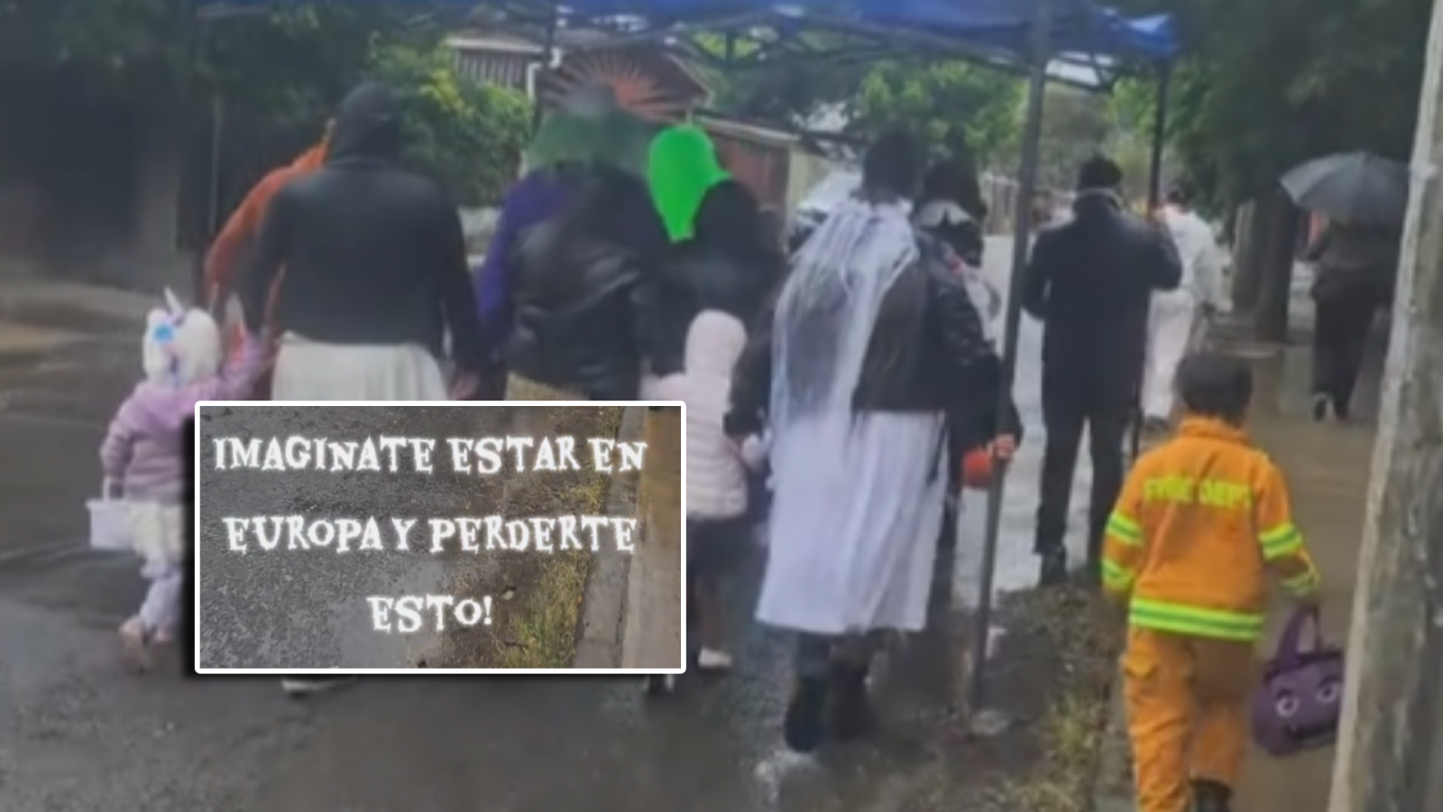 El particular truco usado por quienes pedían dulces en plena lluvia