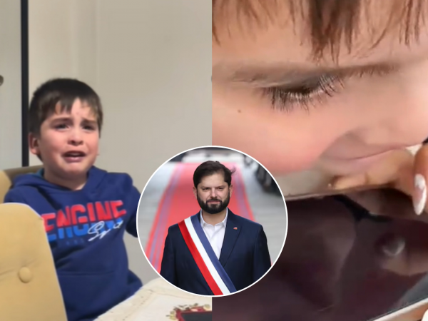 Niño lloró porque terminará gobierno de Boric