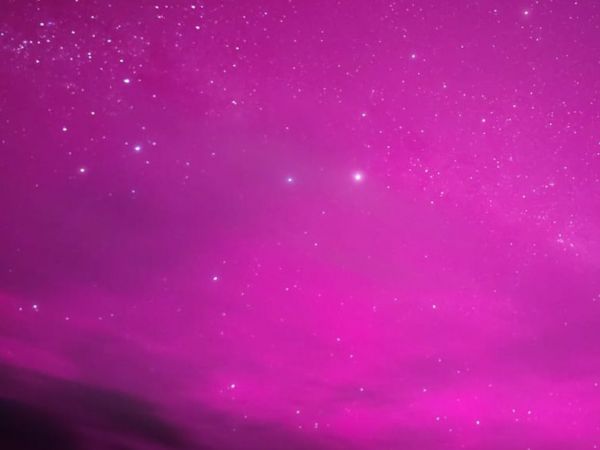 Auroras australes iluminan el cielo de Punta Arenas durante una tormenta geomagnética severa registrada el 11 de noviembre de 2025.