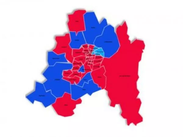 Mapa por comuna de las elecciones presidenciales en la región Metropolitana