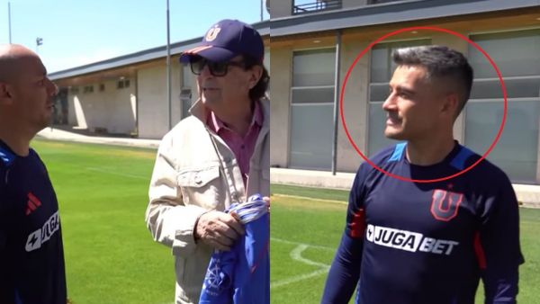 Dyango visitó el CDA y fue recibido por el plantel de Universidad de Chile, entre ellos Marcelo Díaz y Charles Aránguiz.