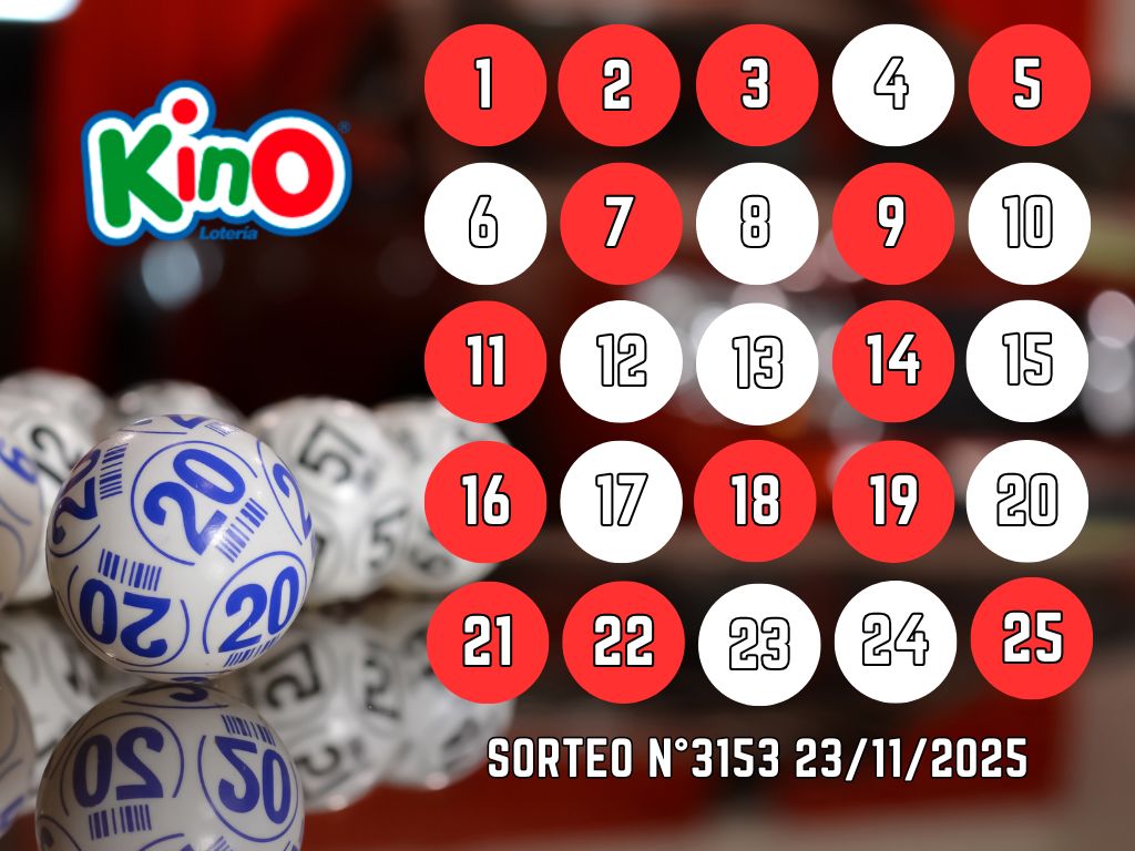 RESULTADOS KINO, SORTEO 3153 - DOMINGO 23 DE NOVIEMBRE 2025