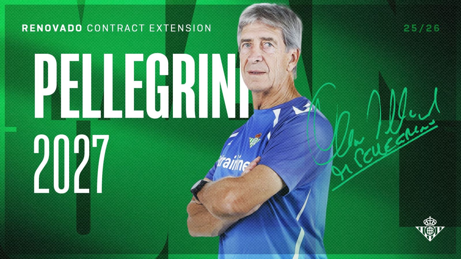 Betis anuncia la renovación de Manuel Pellegrini