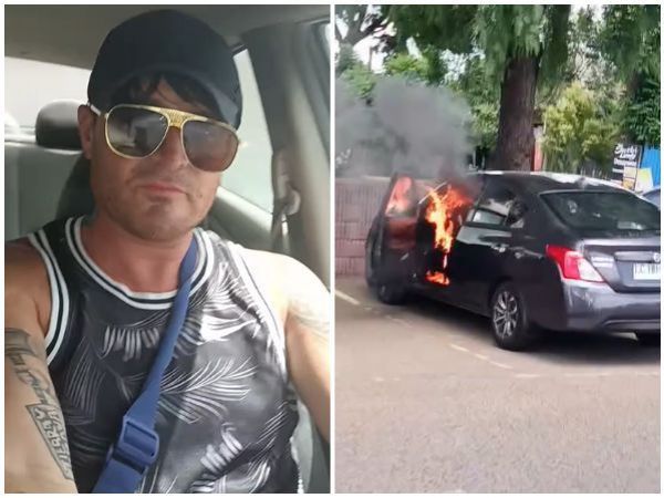 Incendio en auto de Junior Playboy