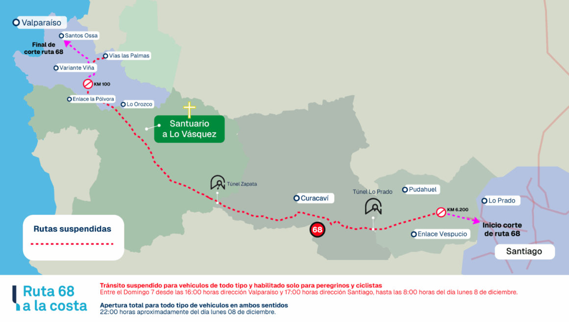 Mapa de peregrinación a Lo Vásquez