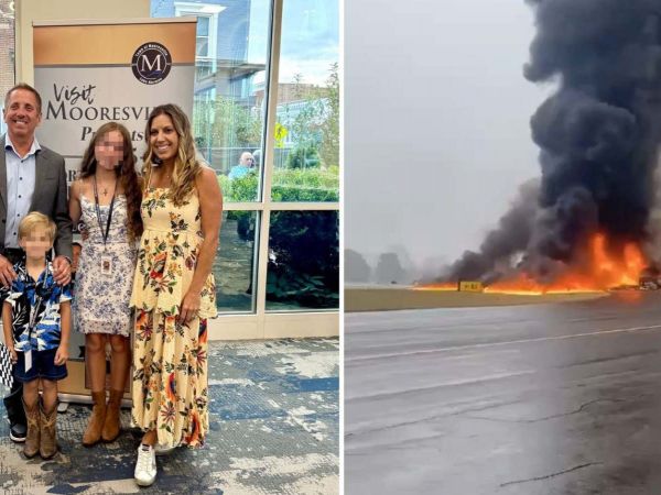 Greg Biffle y su familia junto a imágenes del accidente aéreo