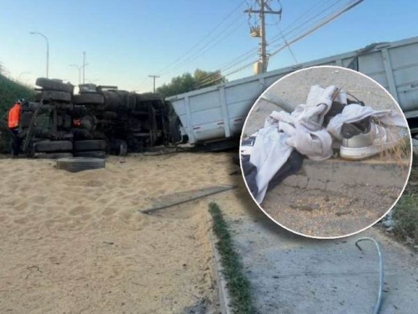 Chofer se desnuda tras desbarrancar camión en Autopista Central: estaría drogado