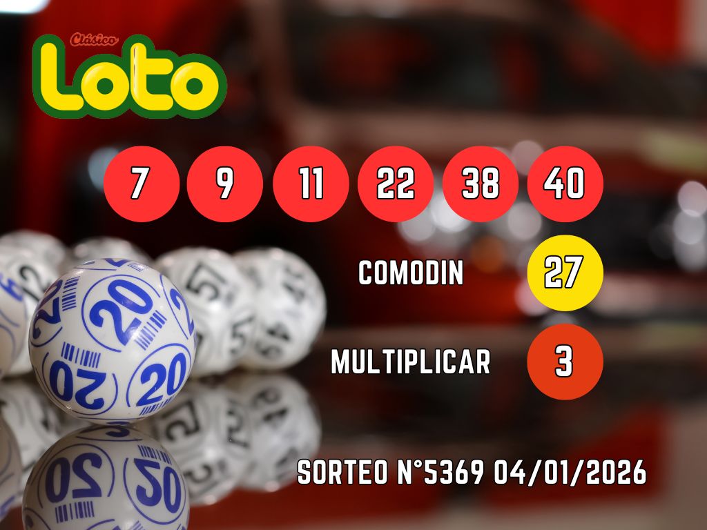 RESULTADOS LOTO, SORTEO 5369 - DOMINGO 4 DE ENERO 2026
