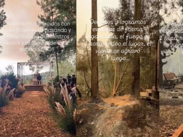 Tuvieron que evacuar en pleno matrimonio: la historia de los novios que se casaban en Lirquén