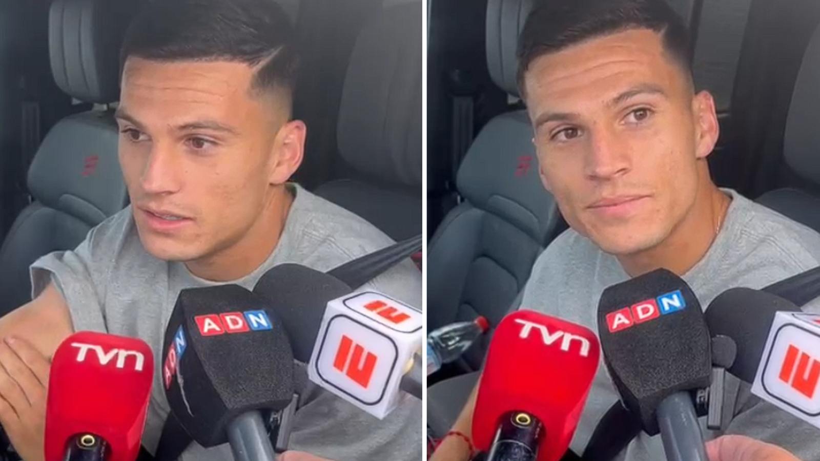 Lucas Cepeda dialogando con los medios a la salida del Estadio Monumental
