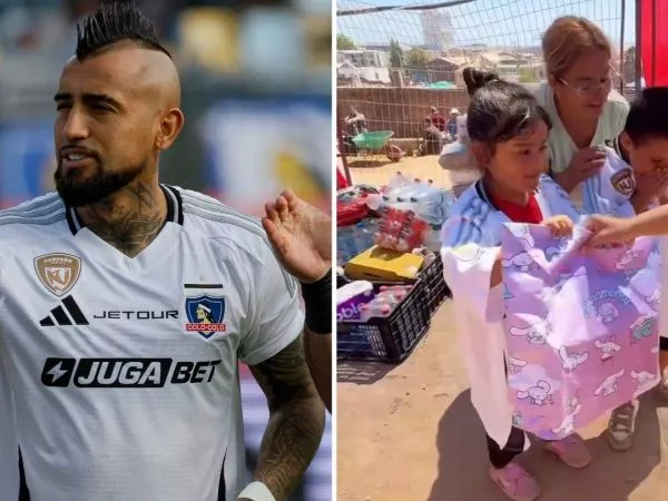 Arturo Vidal y los niños que ayudó tras los incendios que afectaron a la región del Biobío