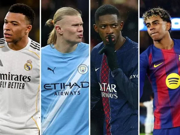 Kylian Mbappé, Erling Haaland, Ousmane Dembele, Lamine Yamal y Harry Kane