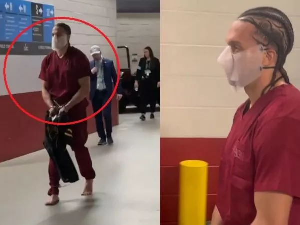 Mack Hollins llegó esposado y descalzo al Super Bowl