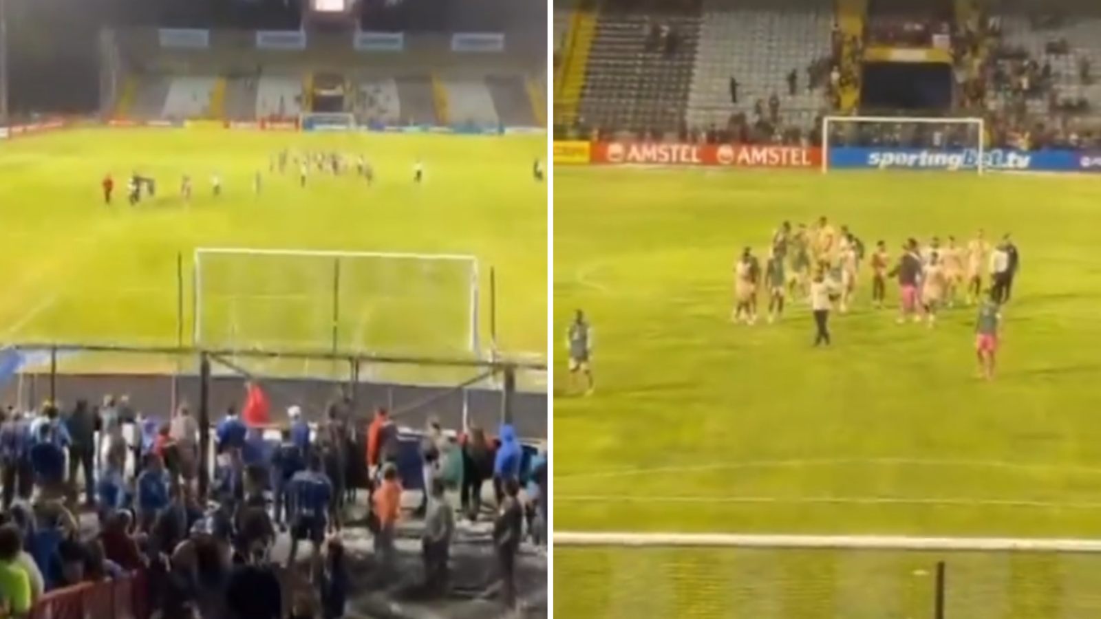 Momento de los cánticos xenófobos de la barra de Huachipato contra Carabobo