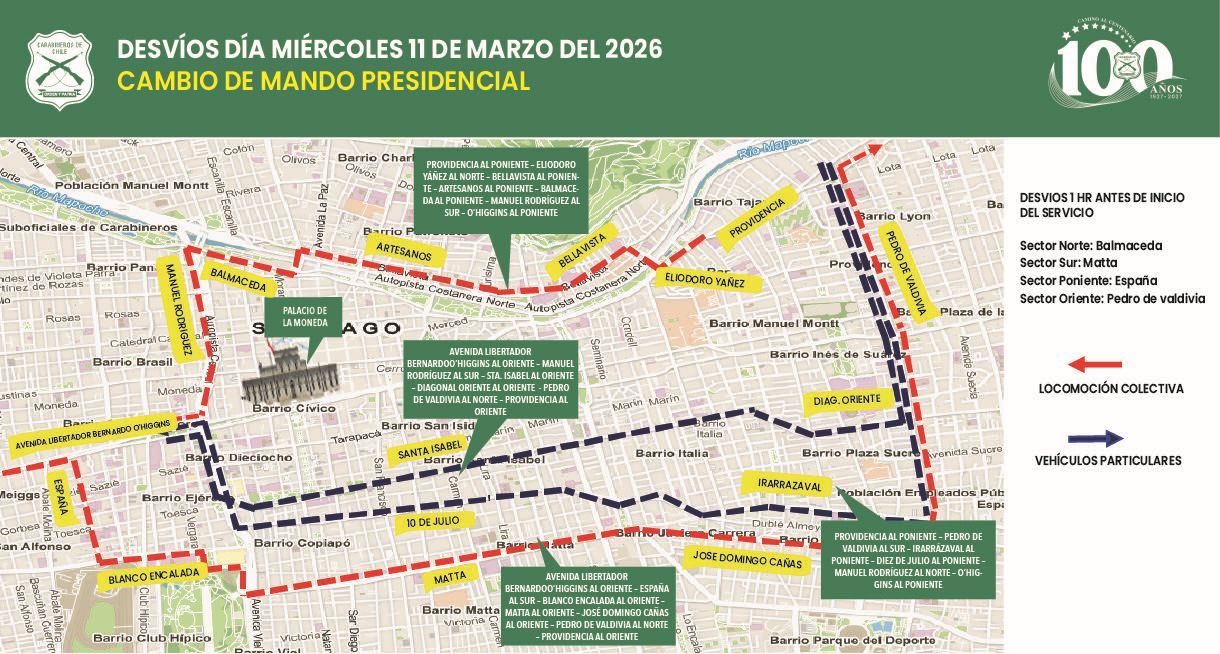 Desvíos de tránsito 11 de marzo