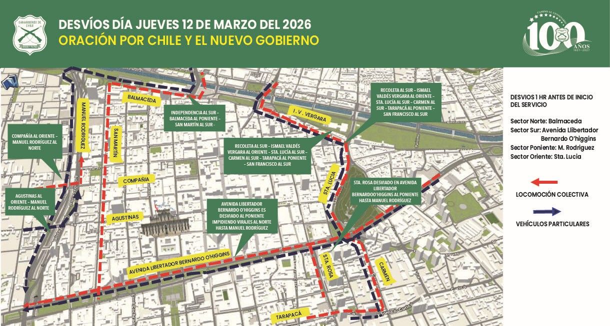 Desvíos de tránsito 12 de marzo