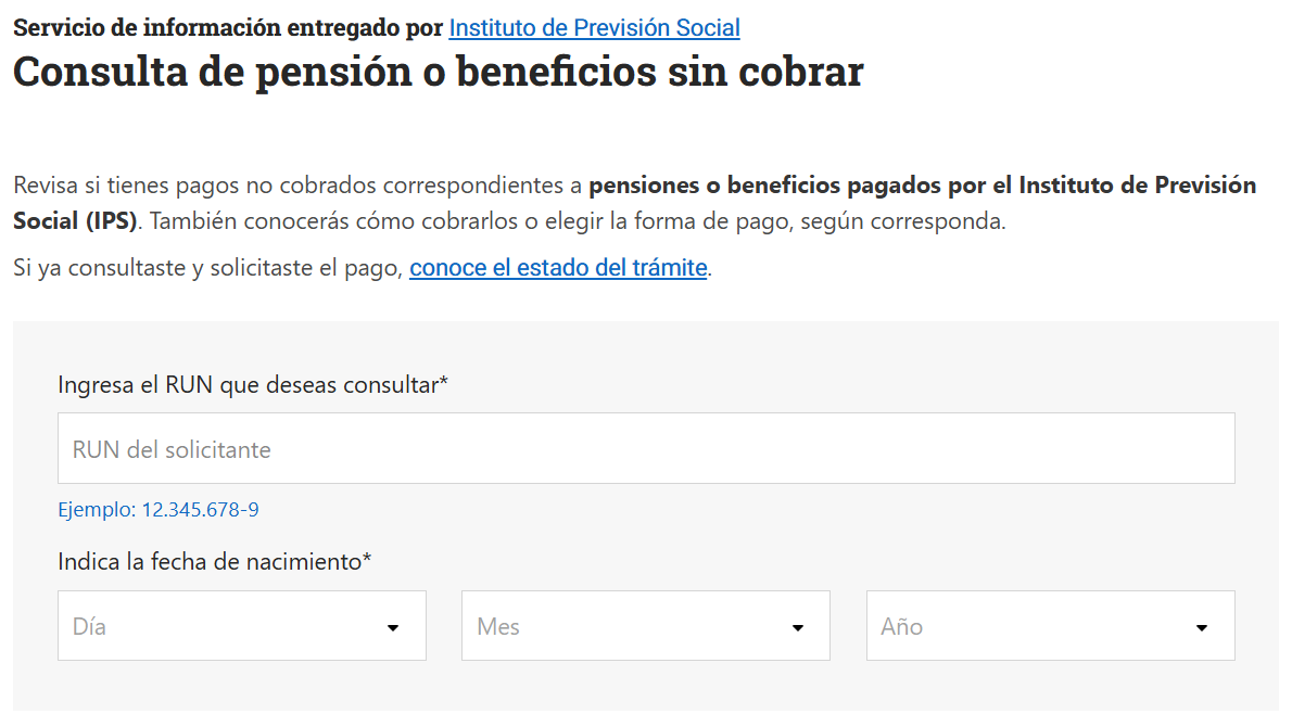 Consulta de pensión o beneficios sin cobrar