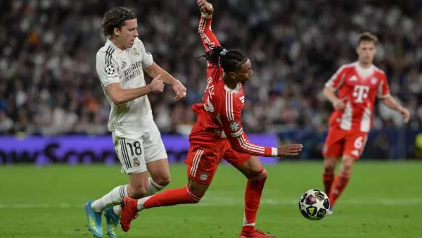 Imagen de Vinicius Júnior por el Real Madrid y Harry Kane por el Bayern Múnich