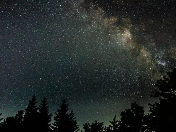 Cielo nocturno con estrellas. Lluvia de meteoros/lluvia de estrellas