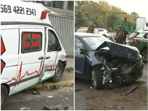 Dos lesionados tras fuerte choque entre una ambulancia y un auto en San Miguel