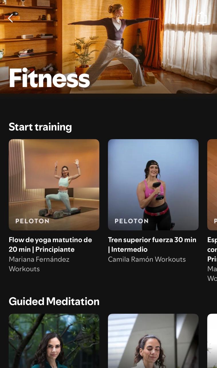 Nuevas sesiones de entrenamiento en Spotify