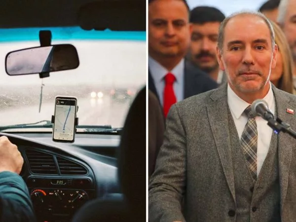 Imagen de un conductor de Uber y el ministro Louis de Grange