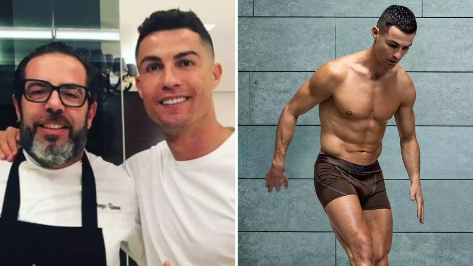Cristiano Ronaldo con su exchef Giorgio Barone y sin polera