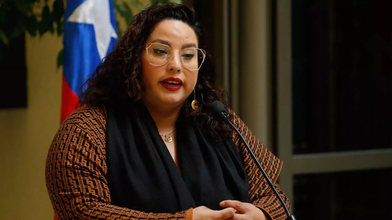 Exdiputada Mónica Arce en un punto de prensa en el Congreso