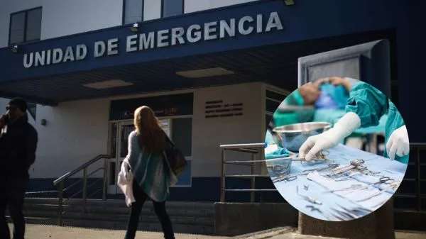 Frontis del Hospital de Chillán y cirujano en una operación