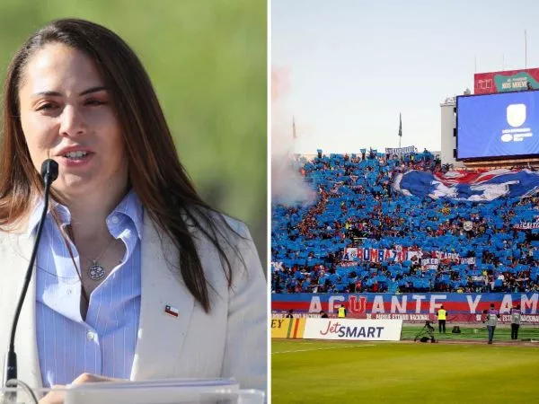 Natalia Duco e hinchada de la Universidad de Chile en el Estadio Nacional