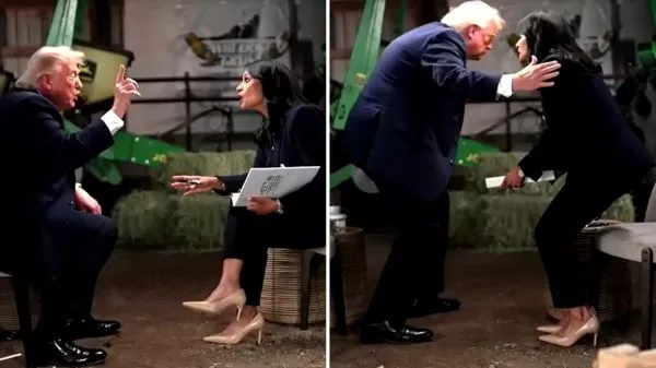 Donald Trump abandonando entrevista con NBC