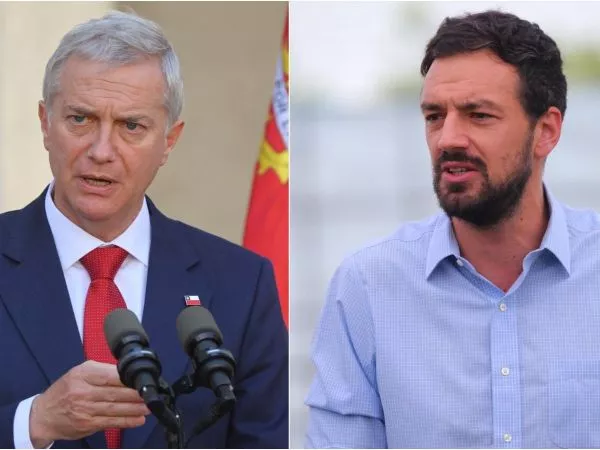 Presidente José Antonio Kast en un punto de prensa y el alcalde Tomás Vodanovic