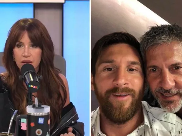 Florencia Peña en un stream y Lionel Messi con su padre