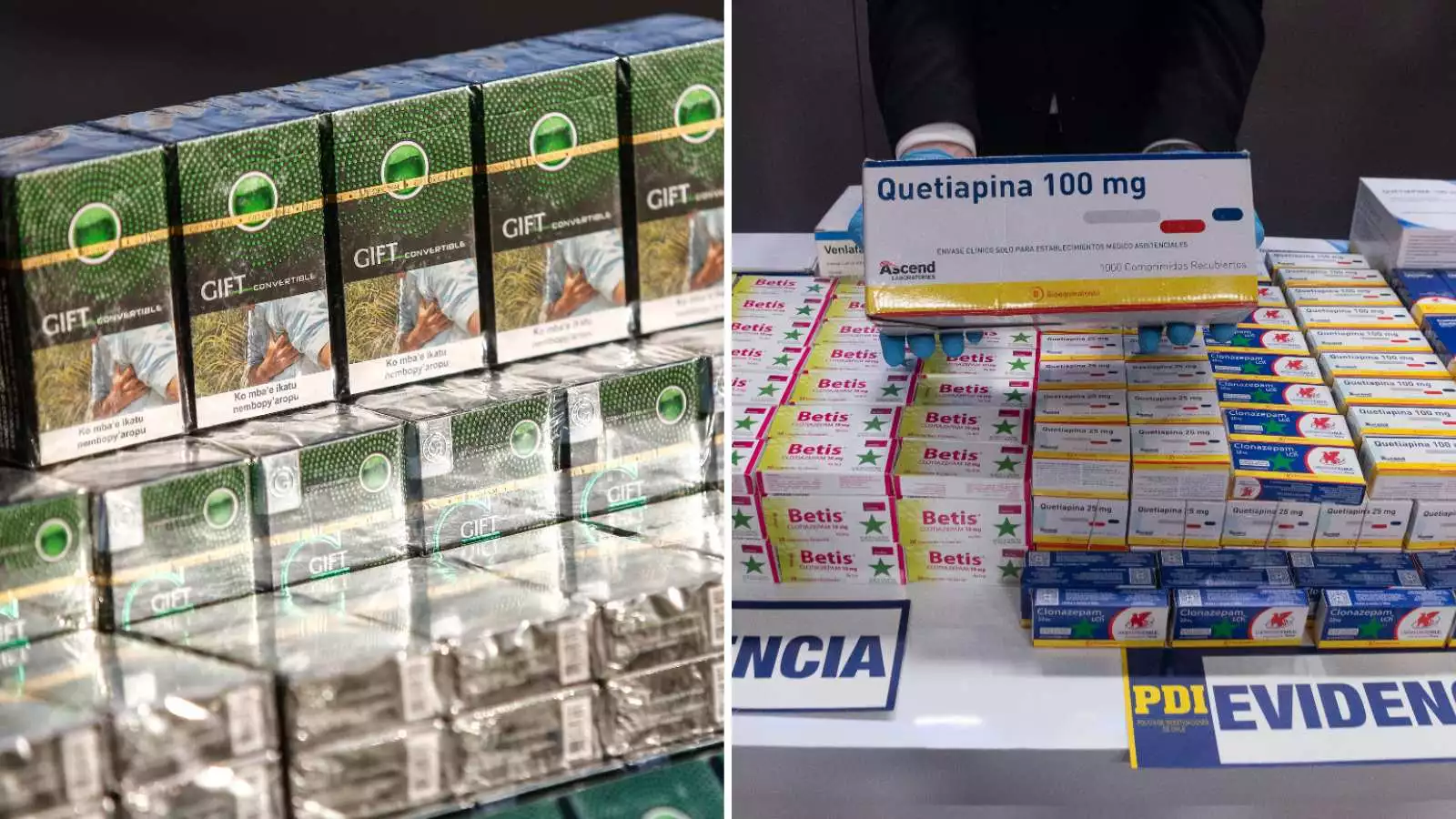 Incautaciones de cigarrillos y medicamentos