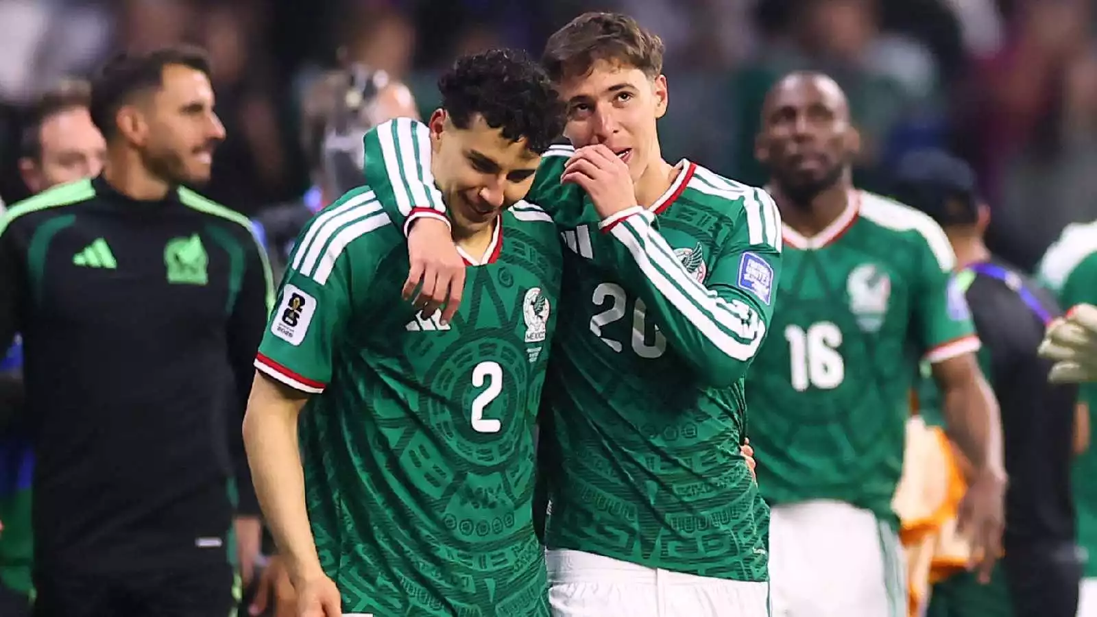 Jugadores de la selección mexicana tras derrotar a Ecuador