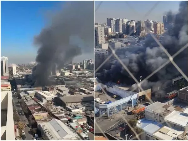 Voraz incendio afecta bodega de empresa de seguridad en pleno centro de Santiago